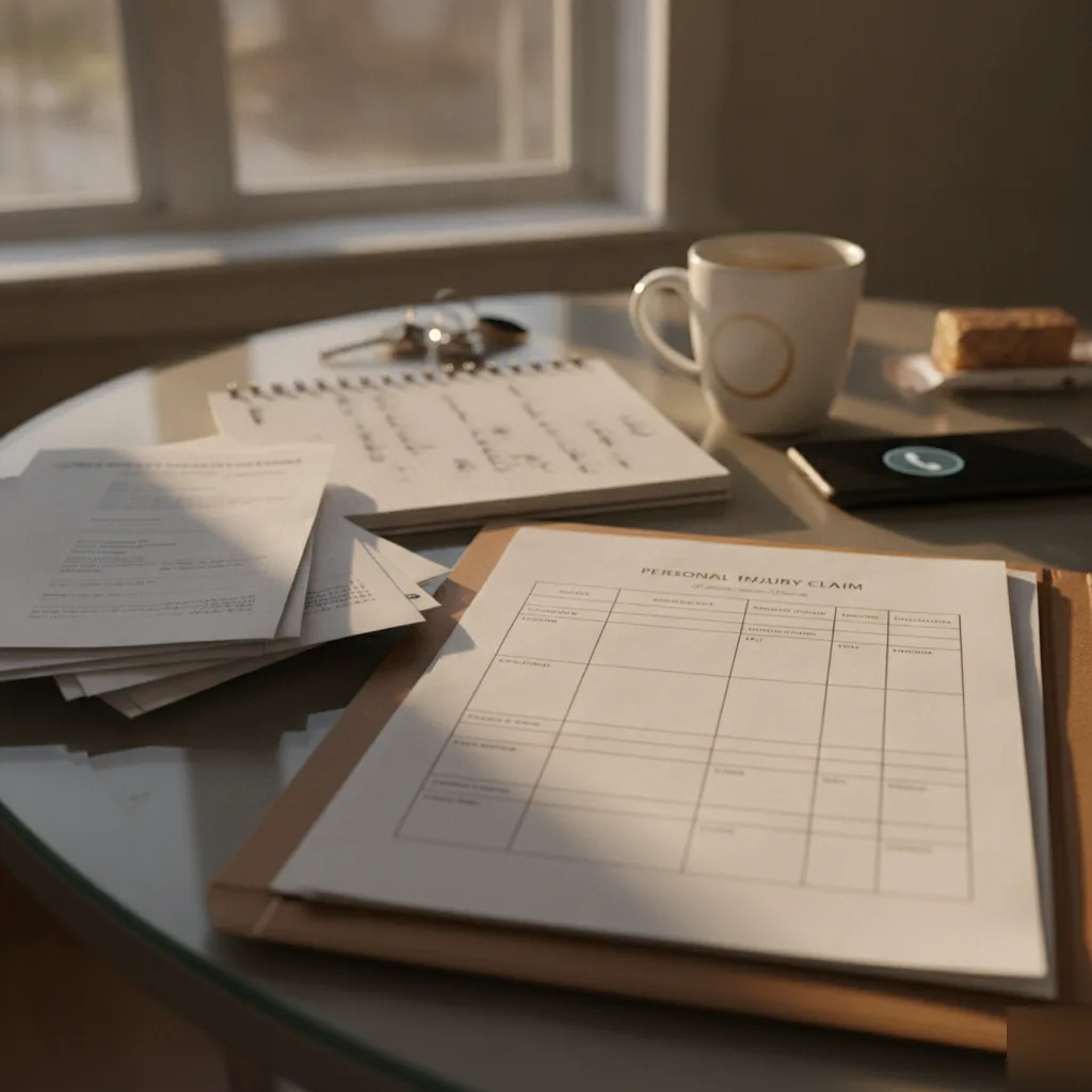 Personal injury lawsuit process documents and claim worksheet
